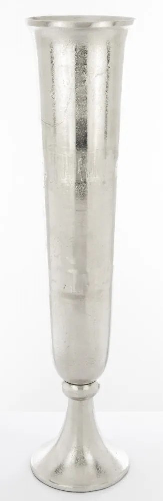 Loyd design magas ezüstszín hengeres fodros fém serleg kerek kecses talppal 73,5x16x16cm