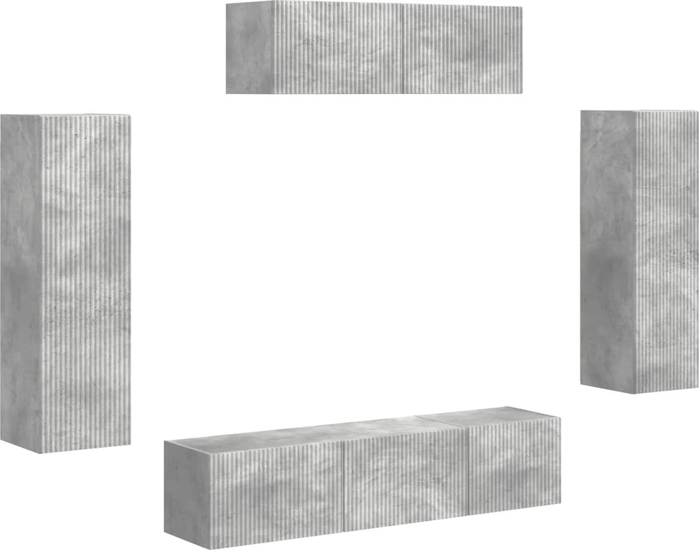 vidaXL TV szekrény 5 pcs Beton Szürke