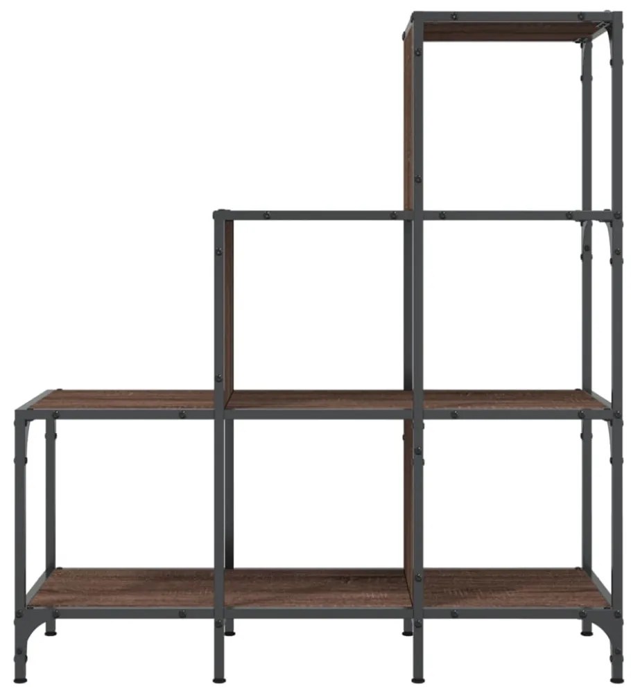 barna tölgy színű szerelt fa és fém könyvszekrény 92x30x102 cm