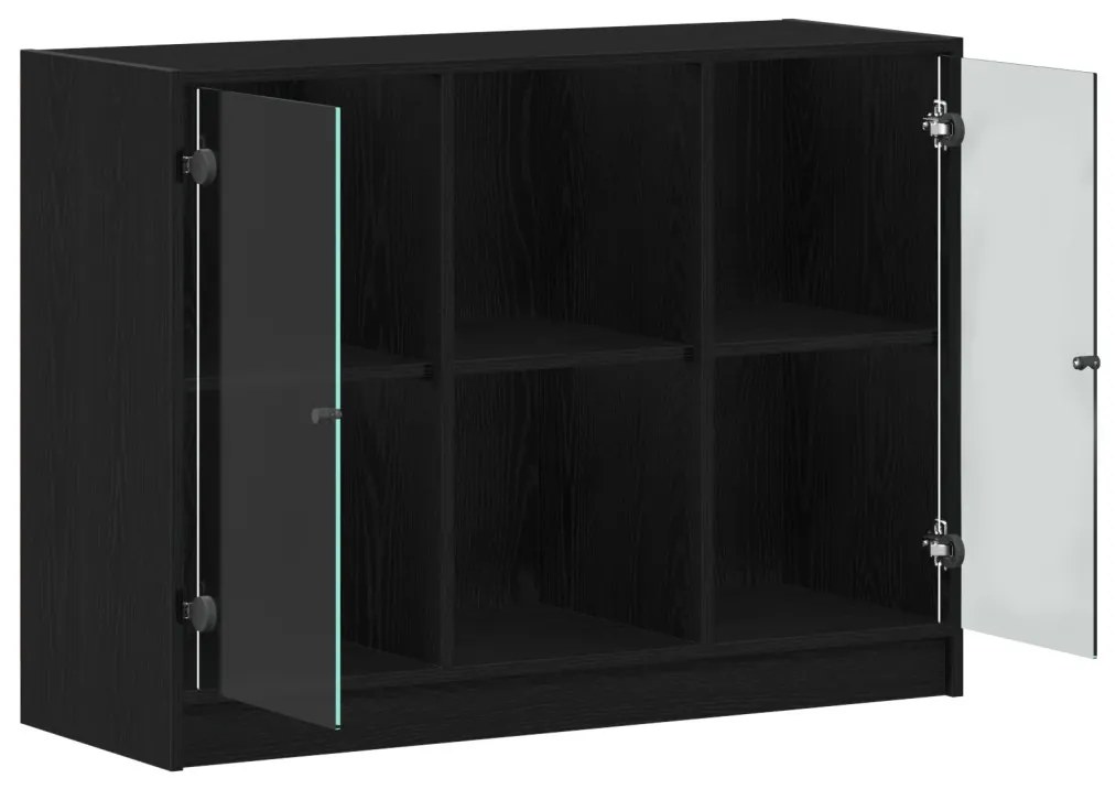 Oldalszekrény Fekete Tölgy 102x37x75,5 cm Mérnöki Fa