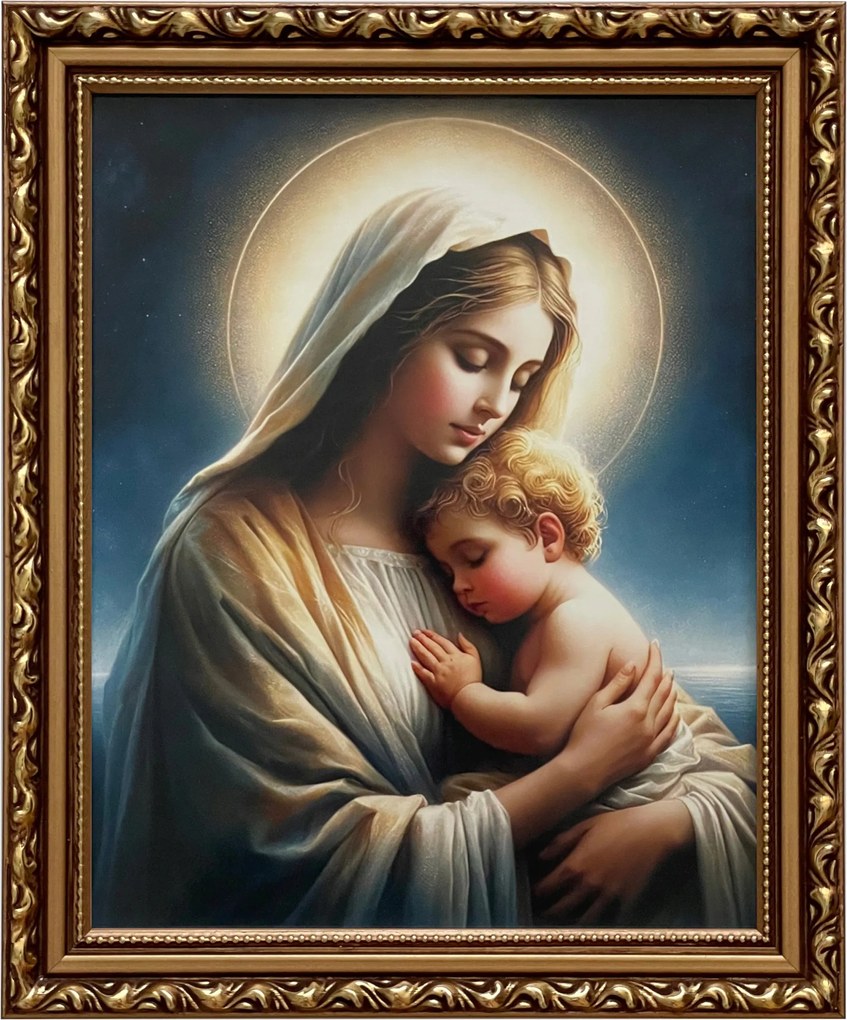 Vászonkép 29x24 Szűz Mária A Kis Jézus Arany Díszített Keret