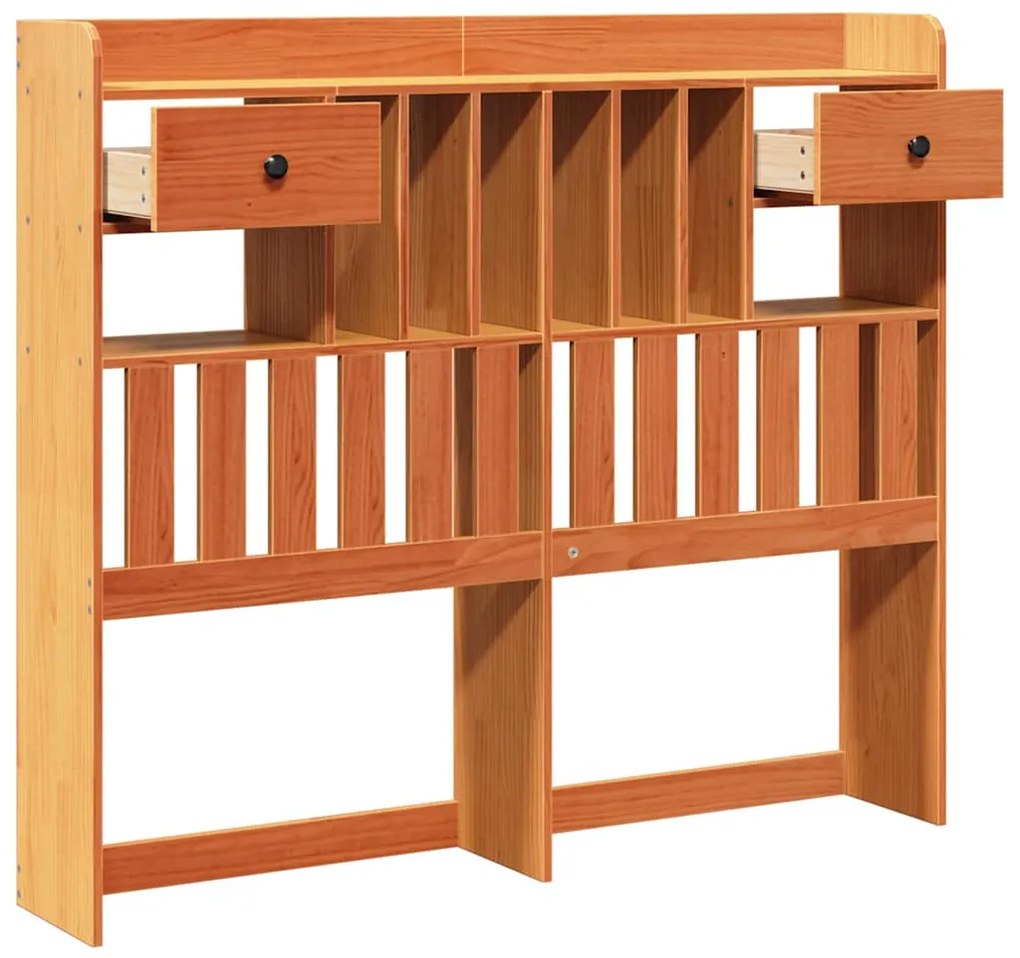 viaszbarna tömör fenyőfa fejtámla tárolóval 135 cm