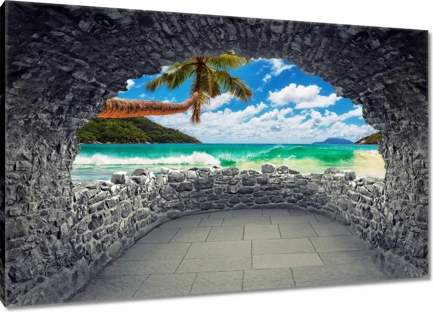 Vászonkép 90x60 Paradicsomi tengerpart pálmafákkal