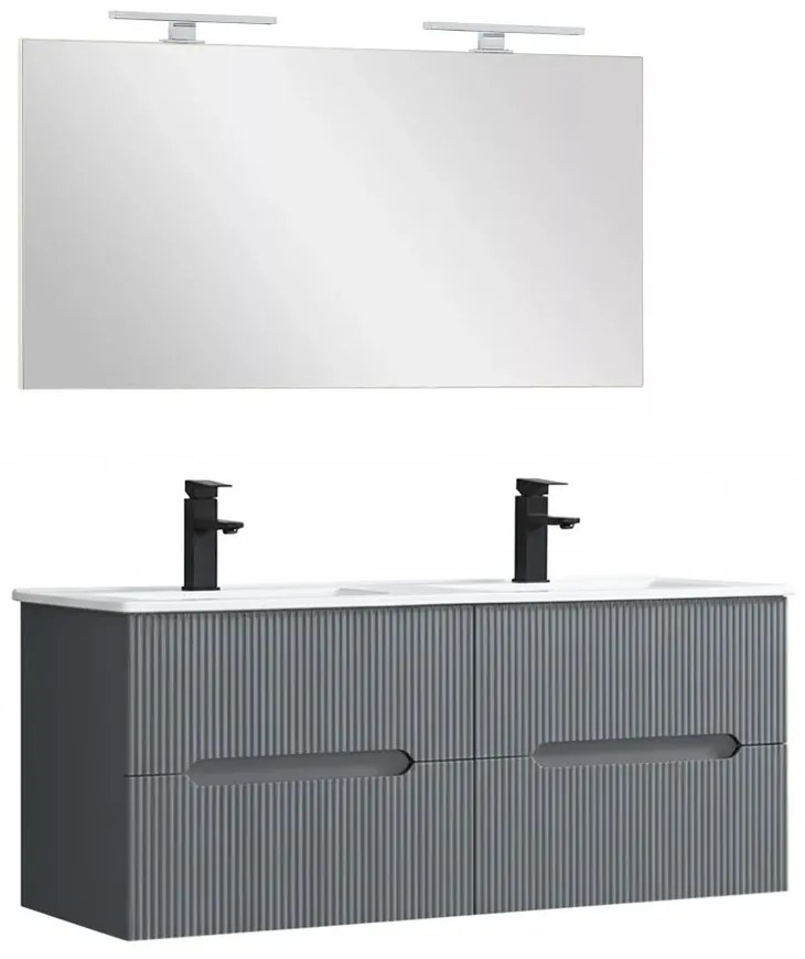 Trent Fürdőszobabútor 120 cm kerámia mosdóval tükörrel 60x120 cm antracit szürke