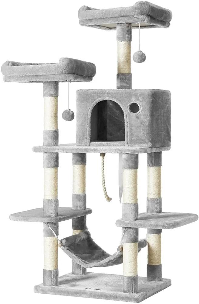 Macskabútor Pompomokkal 150 cm, Világosszürke