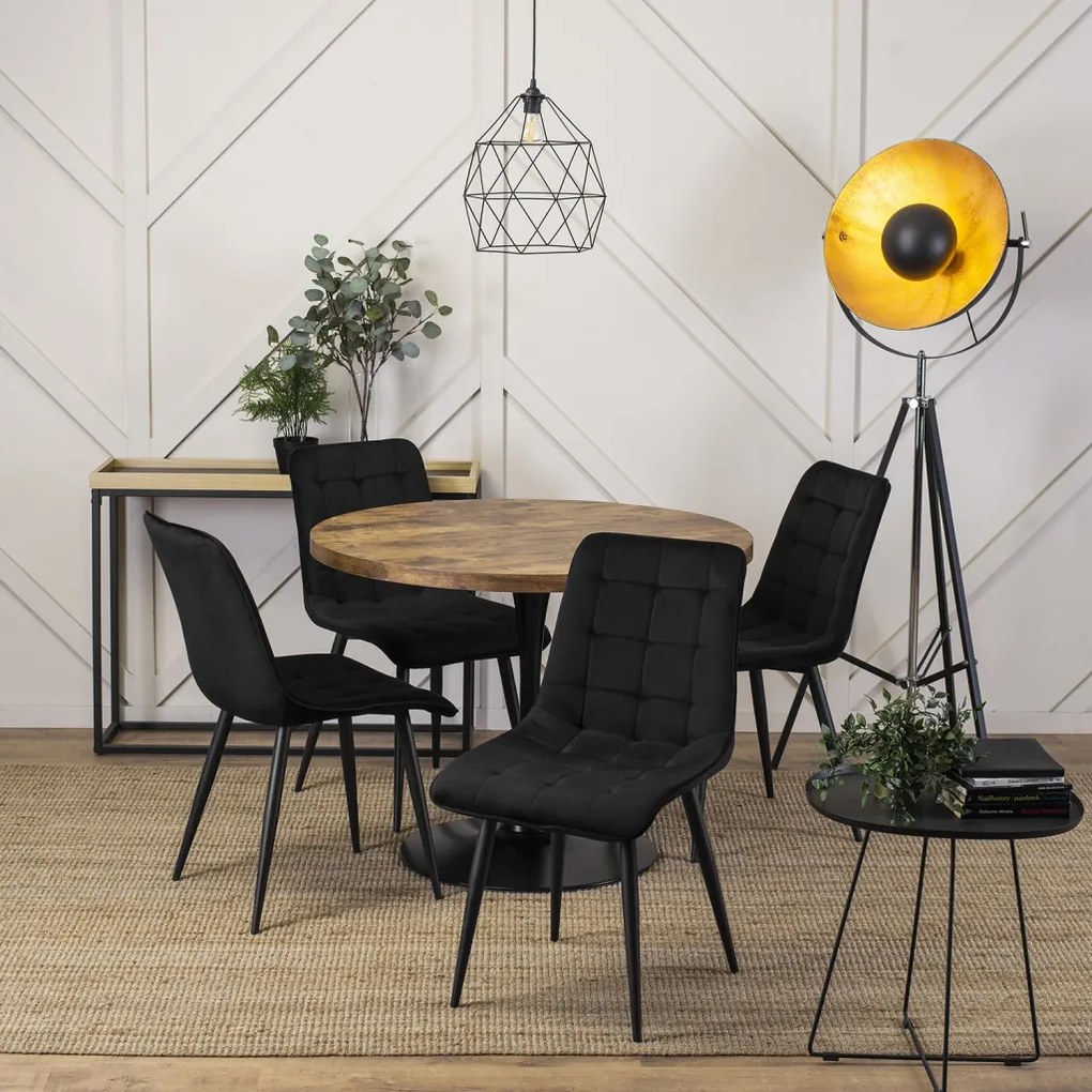 LINO Asztal 100 cm Rusztikus tölgy/fekete