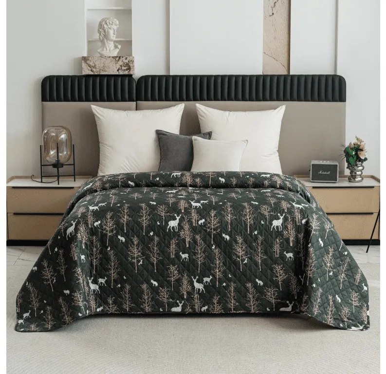 Ágytakaró OAK DEER sötétzöld Méret: 170 x 210 cm