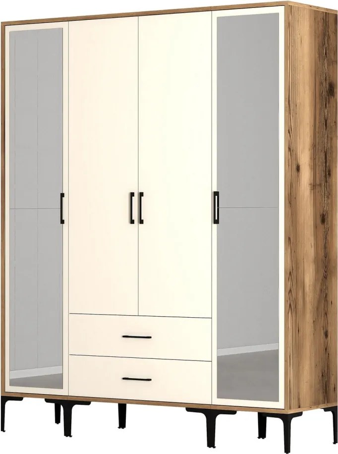 Kumsal gardróbszekrény, dió-krém, 160 cm – TR845HCT5476