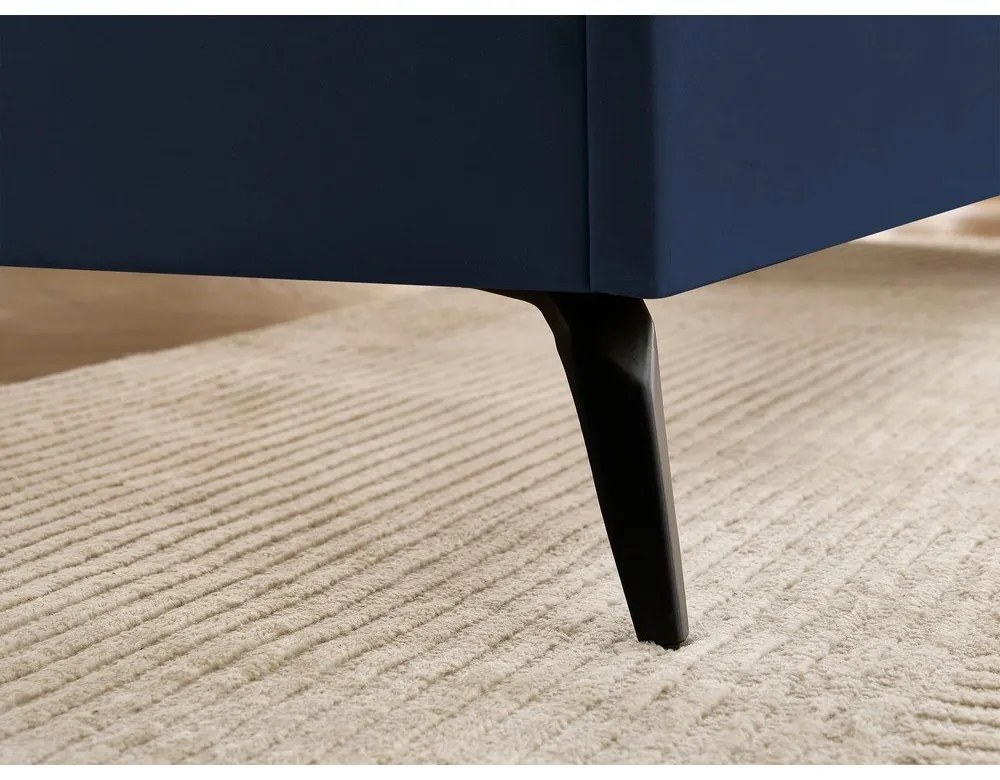 Sötétkék kárpitozott franciaágy ágyráccsal 140x190 cm Prune – Bobochic Paris