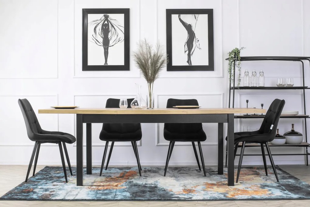 Étkezőgarnitúra Hugo asztal 4 Fekete RIO székkel