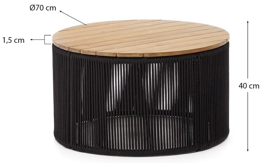 Kerek kerti dohányzóasztal akácfa asztallappal ø 70 cm Dandara – Kave Home