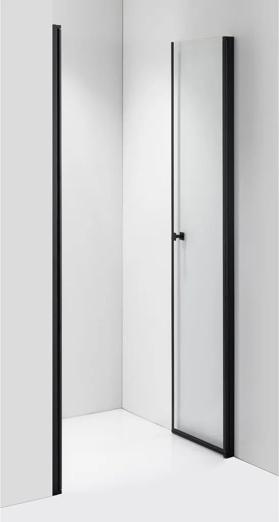 Stuxi Roma Black 70 cm széles kétszárnyú nyíló zuhanyajtó, 6 mm vízlepergető üveggel, matt fekete profillal, 195 cm magas