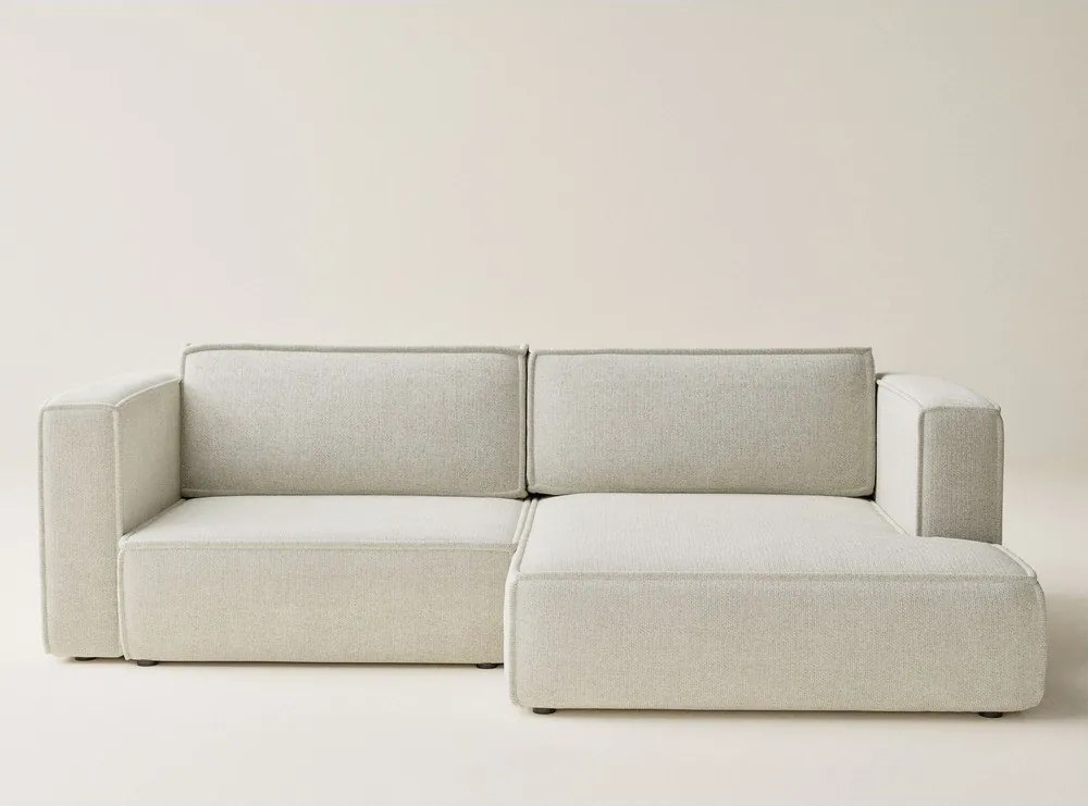 Krémszínű zsenília kinyitható-tárolóhelyes sarokkanapé (jobb oldali-heverő résszel) Velto – Maison de Rêve
