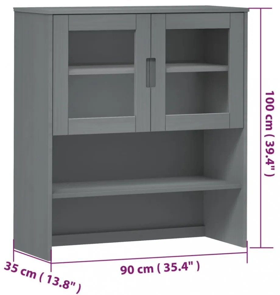 MOLDE szürke tömör fenyőfa felső szekrény 90 x 35 x 100 cm