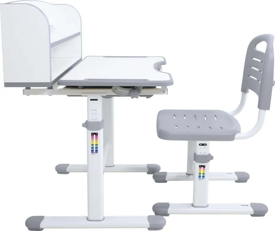 Növekvő íróasztal és szék, szürke/fehér, set ZION