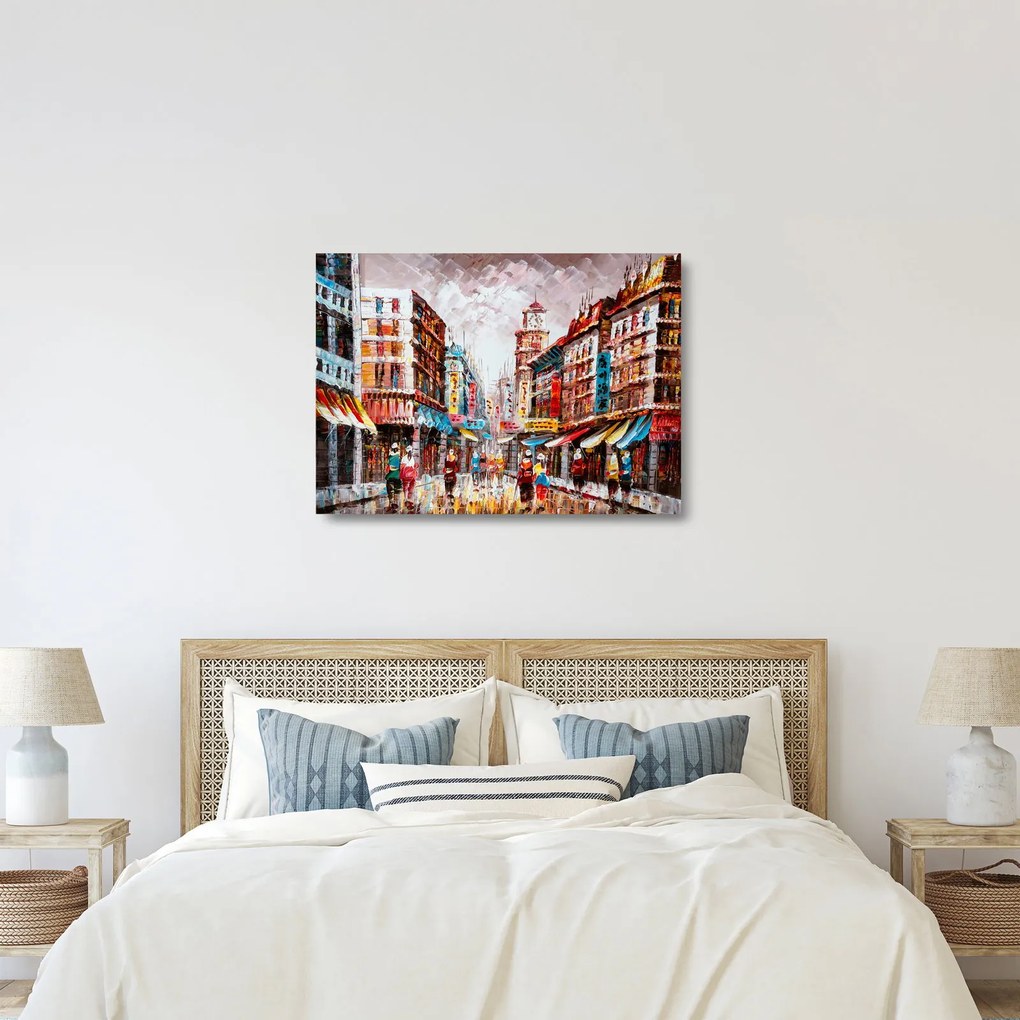 Kép - Hong Kong, olajfestmény (üvegen) (70x50 cm)