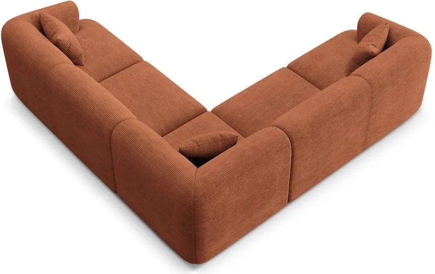 Terrakotta színű kordbársony sarokkanapé Campi – Cosmopolitan Design