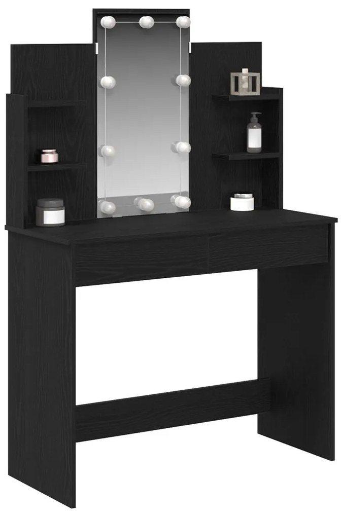 LED világításos Sminktükör Fekete Tölgy 96x40x142 cm