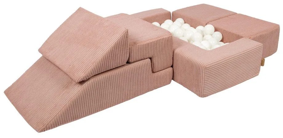 Rózsaszín kordbársony habszivacs játszótér 6 db-os magasság 40 cm 100x35 cm Montessori – Meowbaby