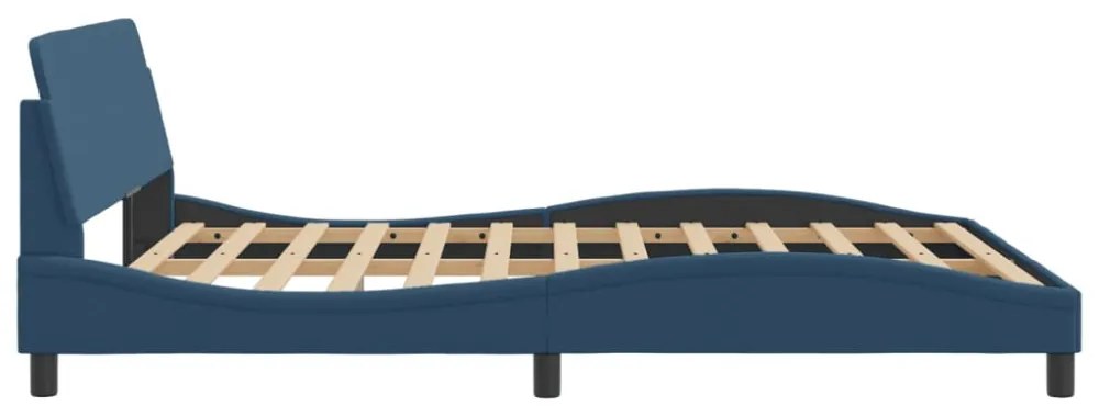 kék szövet ágykeret fejtámlával Dover 160x200 cm