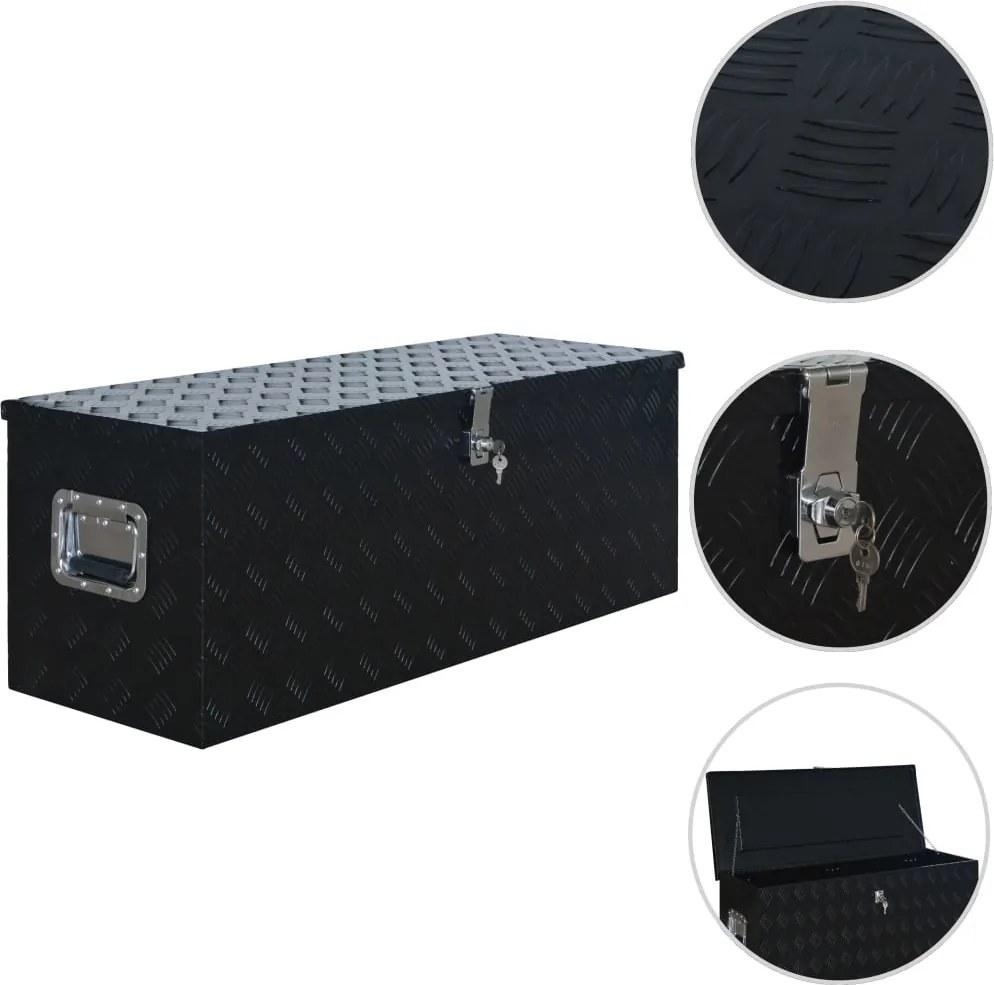 vidaXL fekete alumíniumdoboz 1085 x 370 x 400 mm