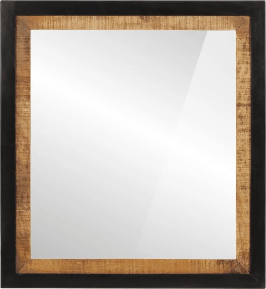 vidaXL üveg és tömör mangófa fürdőszobatükör 55 x 1 x 60 cm