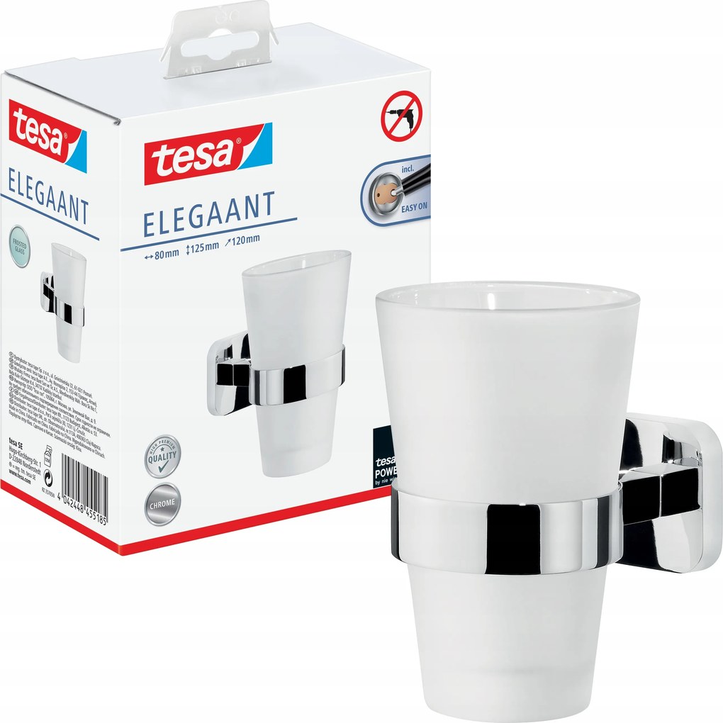Fürdőszobai tartó öntapadós Tesa Elegaant Fogkefetartó bögre
