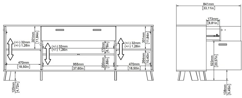 Fehér-natúr színű komód tölgyfa dekorral 196x73x39 cm Ikast – Tvilum