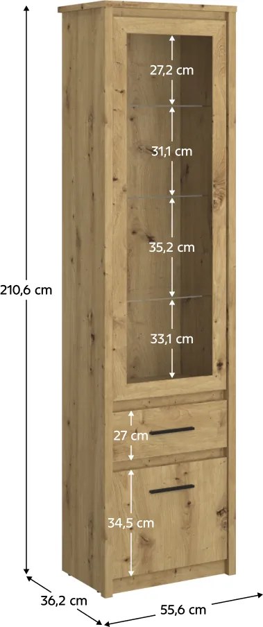 Vitrin 1D1W1S, artisan tölgy, AIRON