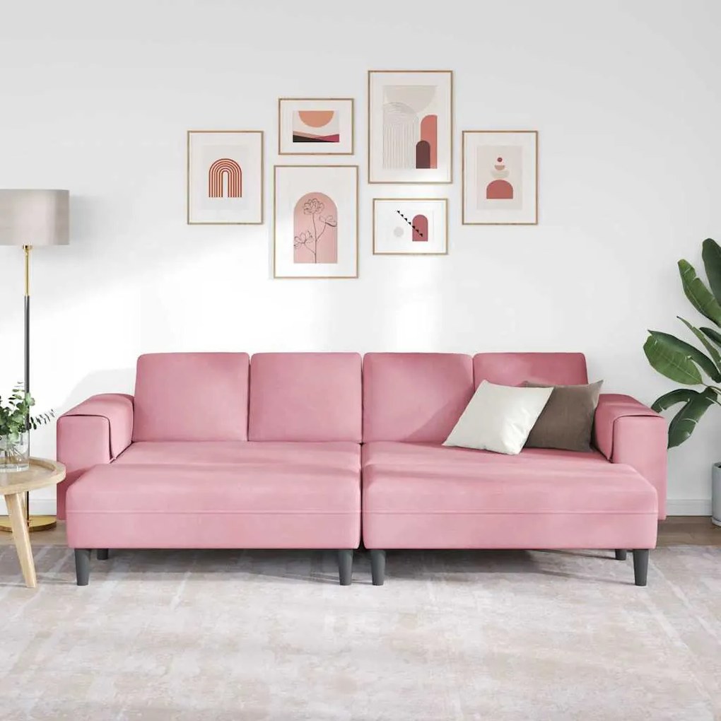 Kanapé Szett 3 pcs Rózsaszín Bársony