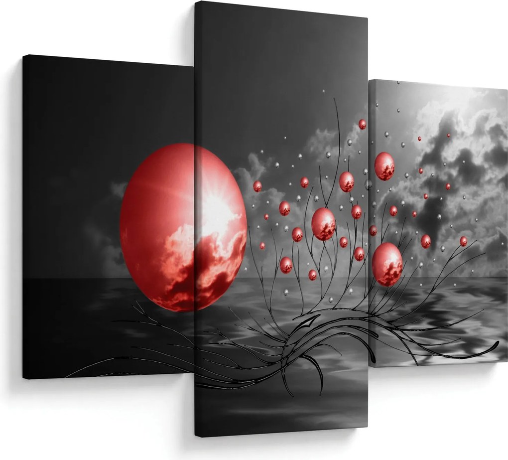 Piros gömbök képe (90x60 cm)