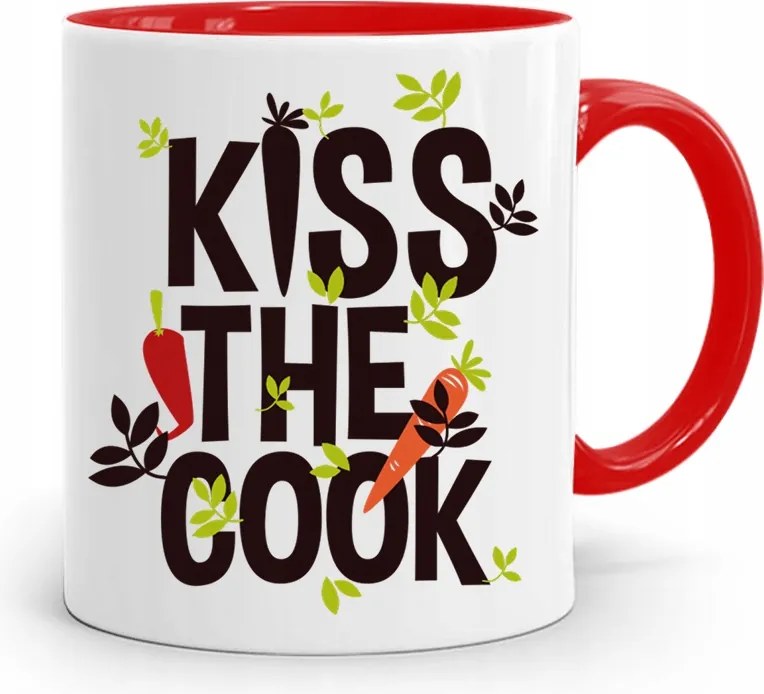 Piros Bögre Szakácsnak Kiss The Cook nyomott mintával, fényképpel