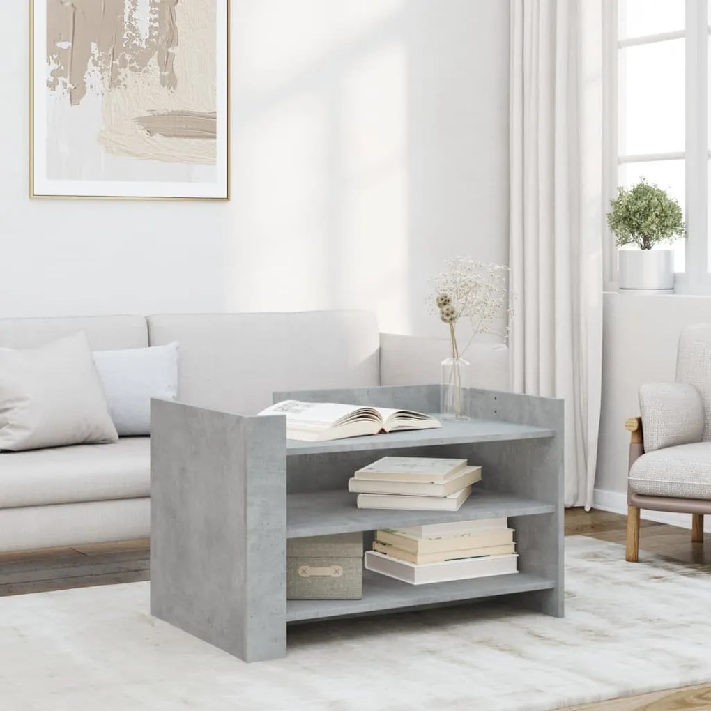 Betonszürke szerelt fa dohányzóasztal 80 x 50 x 50 cm