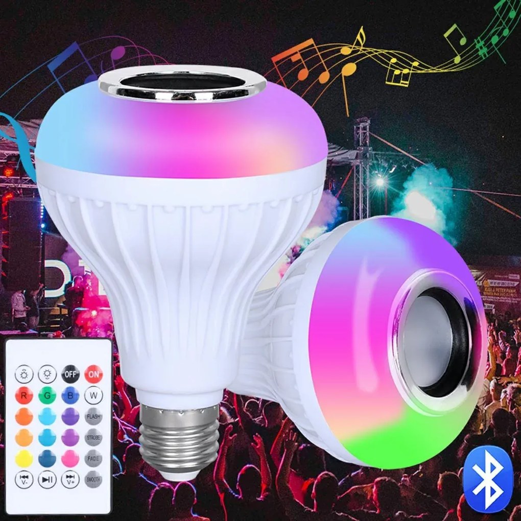Zaparkorun LED RGB színes izzó Bluetooth hangszóróval
