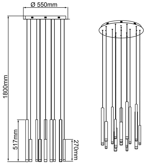 Brilliant -LED dimmelhető kábeles függőlámpa CEMBALO LED/70W/230V króm/fekete/barna