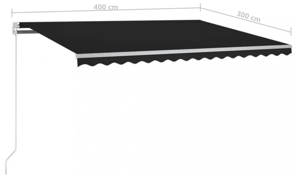 antracitszürke kézzel kihúzható LED-es napellenző 400 x 300 cm
