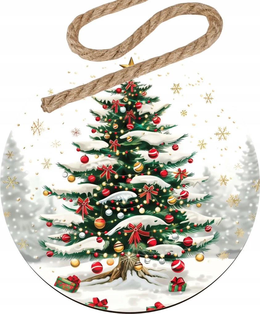 Karácsonyi karácsonyfa gömbök Karácsonyfa ajándékokkal a hóban 5 db