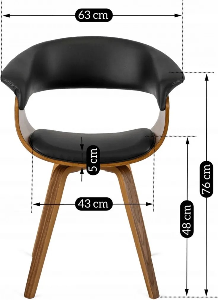 Ohio szék fekete színben, műbőr kárpittal, hajlított rétegelt lemez vázzal