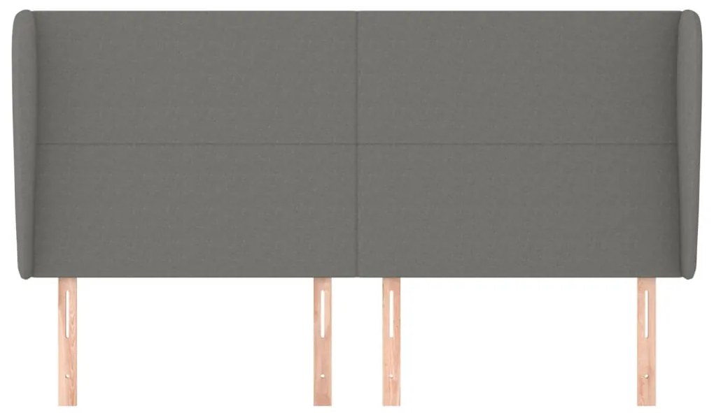 sötétszürke szövet fejtámla szárnyakkal 183x23x118/128 cm