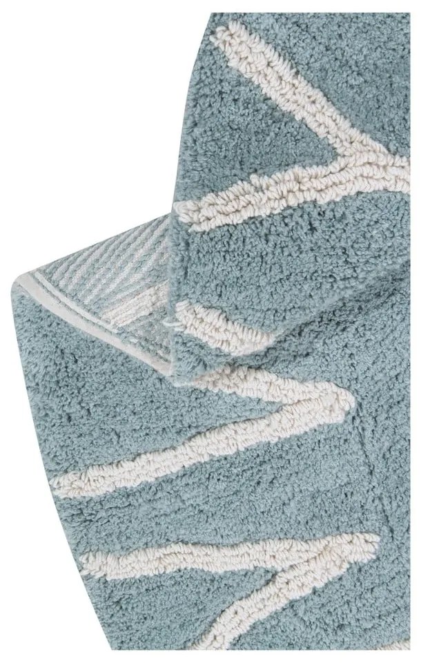 Világoskék mosható kézi szövésű pamut gyerek szőnyeg ø150 cm ABC Vintage Blue – Lorena Canals