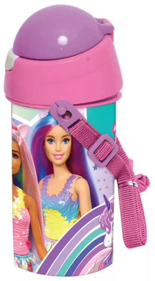 Barbie Love műanyag szívószálas kulacs akasztóval 500 ml