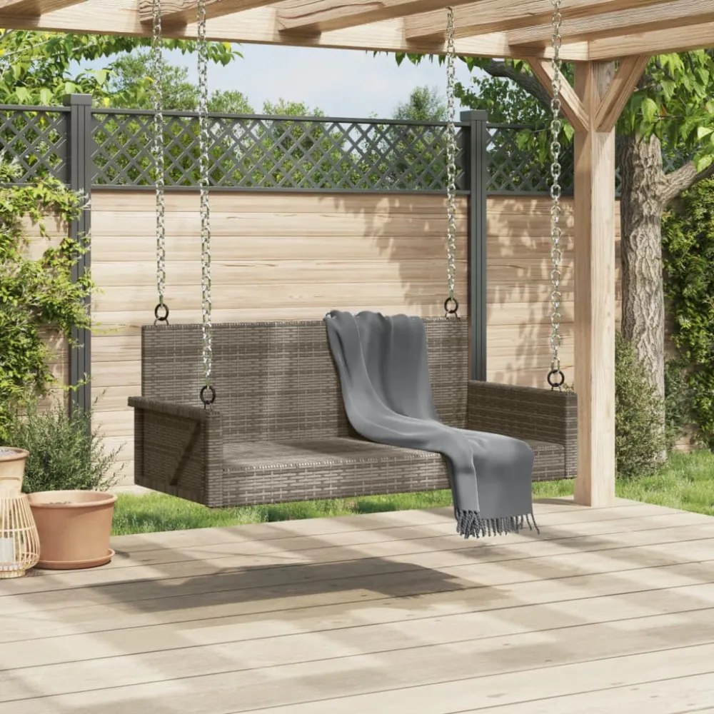 szürke polyrattan hintapad 119x56x48 cm
