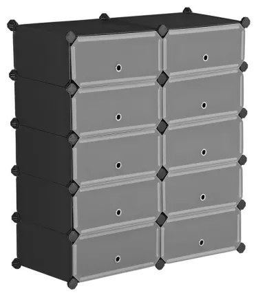 BOXIFY moduláris polcrendszer fiókokkal, fekete