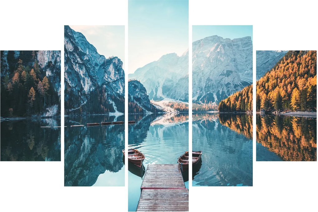 Kép - Csónakok a Braies-tónál (150x105 cm)