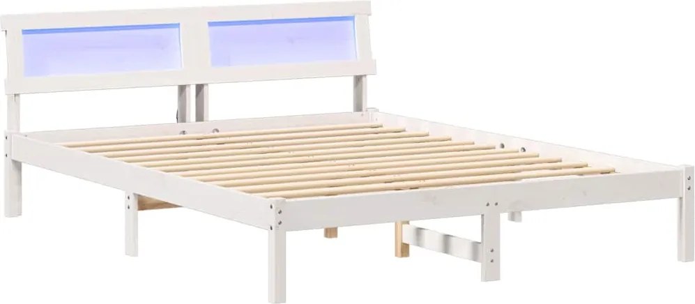 vidaXL Ágykeret fejtámlával Fehér 150 x 200 cm Tömör fenyőfa