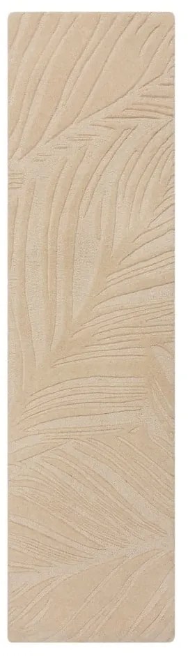 Bézs gyapjú futószőnyeg 60x230 cm Lino Leaf – Flair Rugs