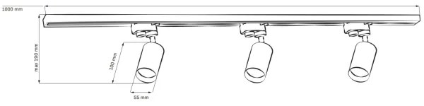 Spotlámpa sínrendszerhez PÁRIZS 3xGU10/10W/230V + 1 m sín rendszer