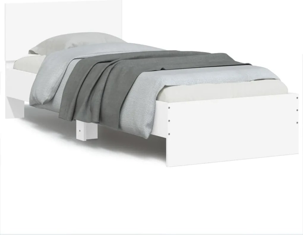 vidaXL fehér szövet ágykeret fejtámlával 75x190 cm