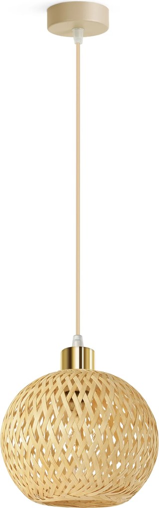 Függő lámpa Rattan Bézs Boho 1xE27 Állítható Magasság Nappali Hálószoba