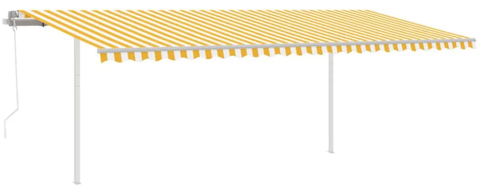 sárga-fehér automata szélérzékelős és LED-es napellenző 6x3,5 m